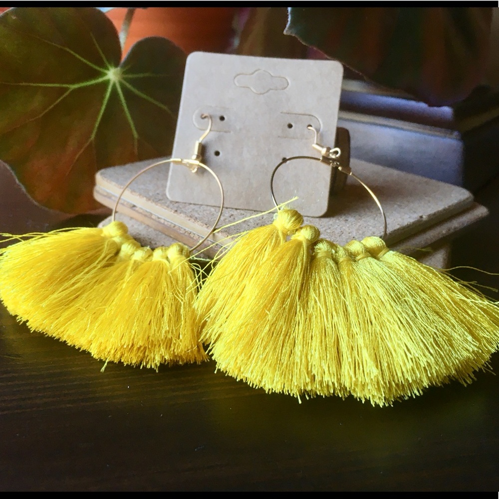 Yellow Tassels on Hoops - Picture 5 of 5